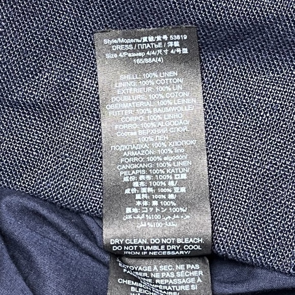 Tory Burch Linen Sheath Dress Size 4 Button Front Navy Blue Sleeveless Pockets - Picture 7 of 9